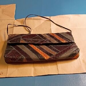 Elegant Multicolor Snakeskin Clutch